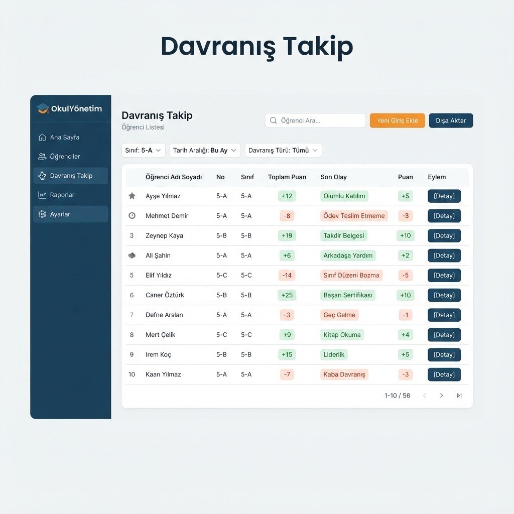 Davranış takip sistemi ekranı