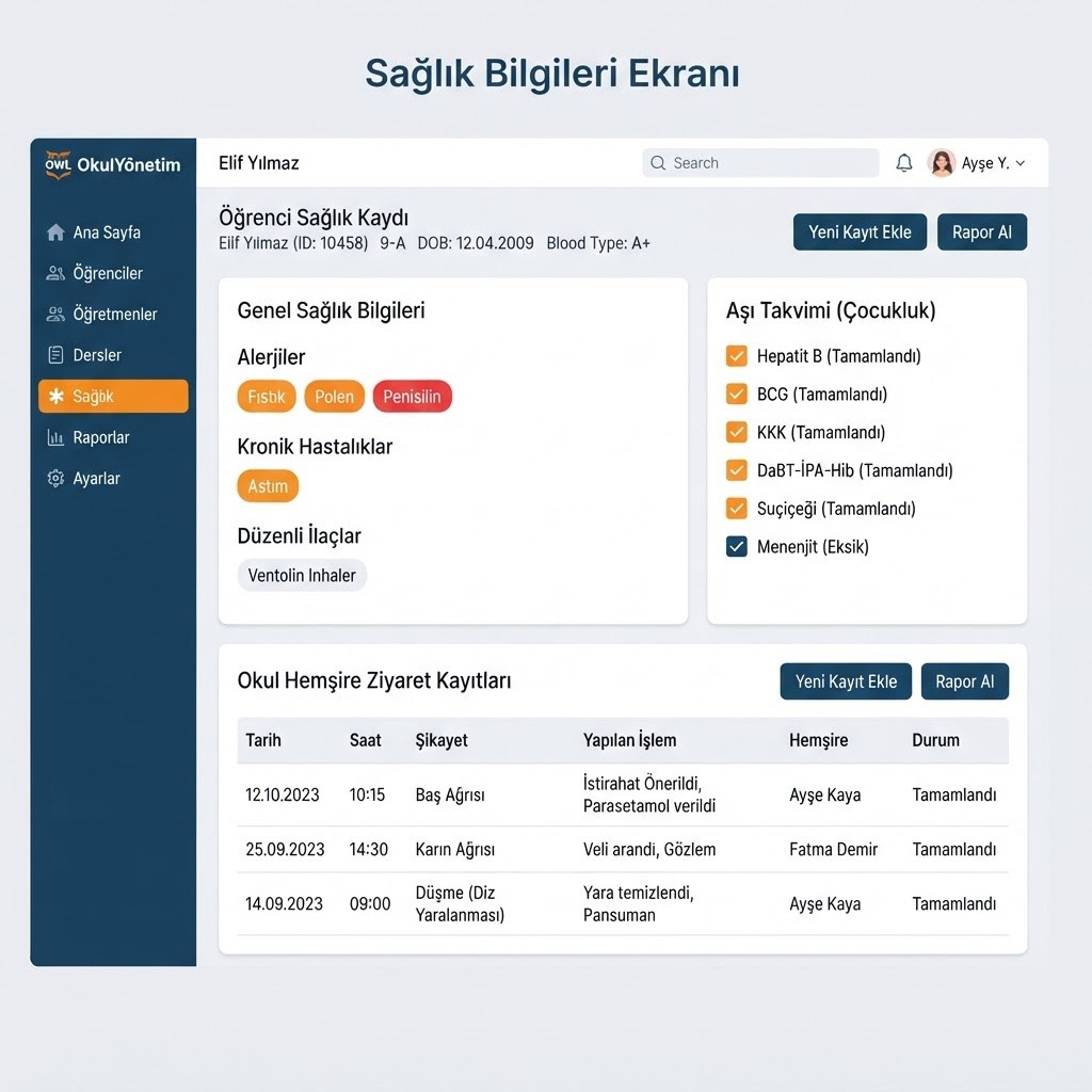 Sağlık takip sistemi ekranı